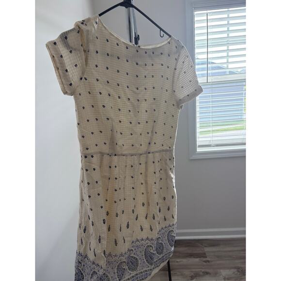 Madewell Cream & Navy Floral / Paisley Print Mini Dress - Size 2 - Picture 1 of 4